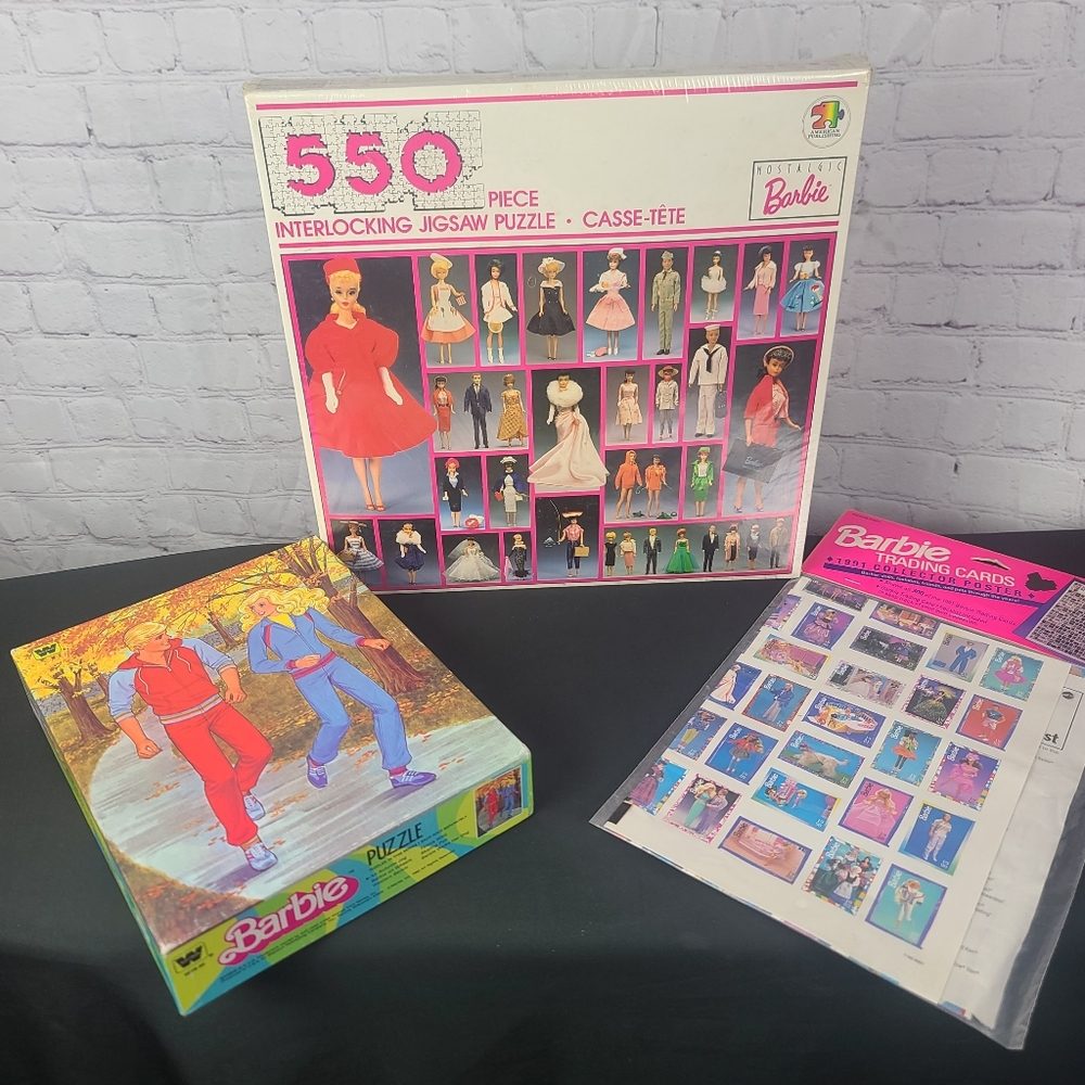 Barbie Bundle. 3 Pieces. 2 Puzzles and One Trading Card 1991 Collector P…